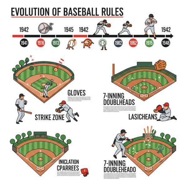 The evolution of baseball rules and their strategic consequences